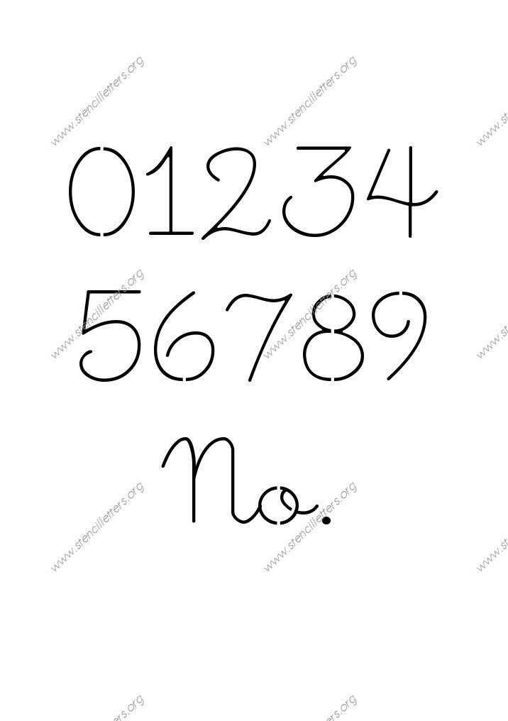 Cute Girly Cursive Number Stencil