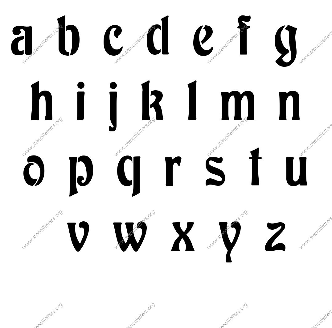 Decorative Art Nouveau A to Z lowercase letter stencils