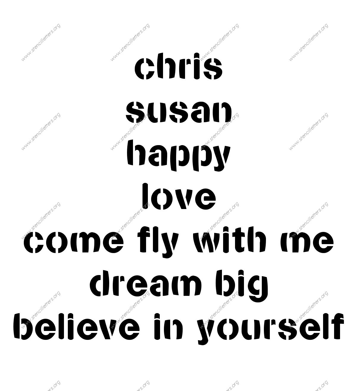 Artistic Bold lowercase stencil Names, Words, Phrases samples