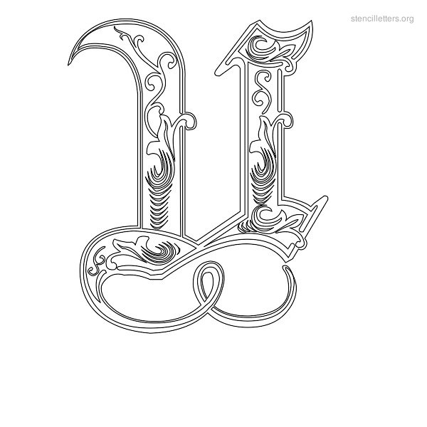 Stencil Letter Decorative U