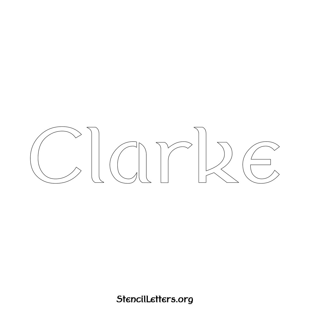 Clarke name stencil in Ancient Lettering