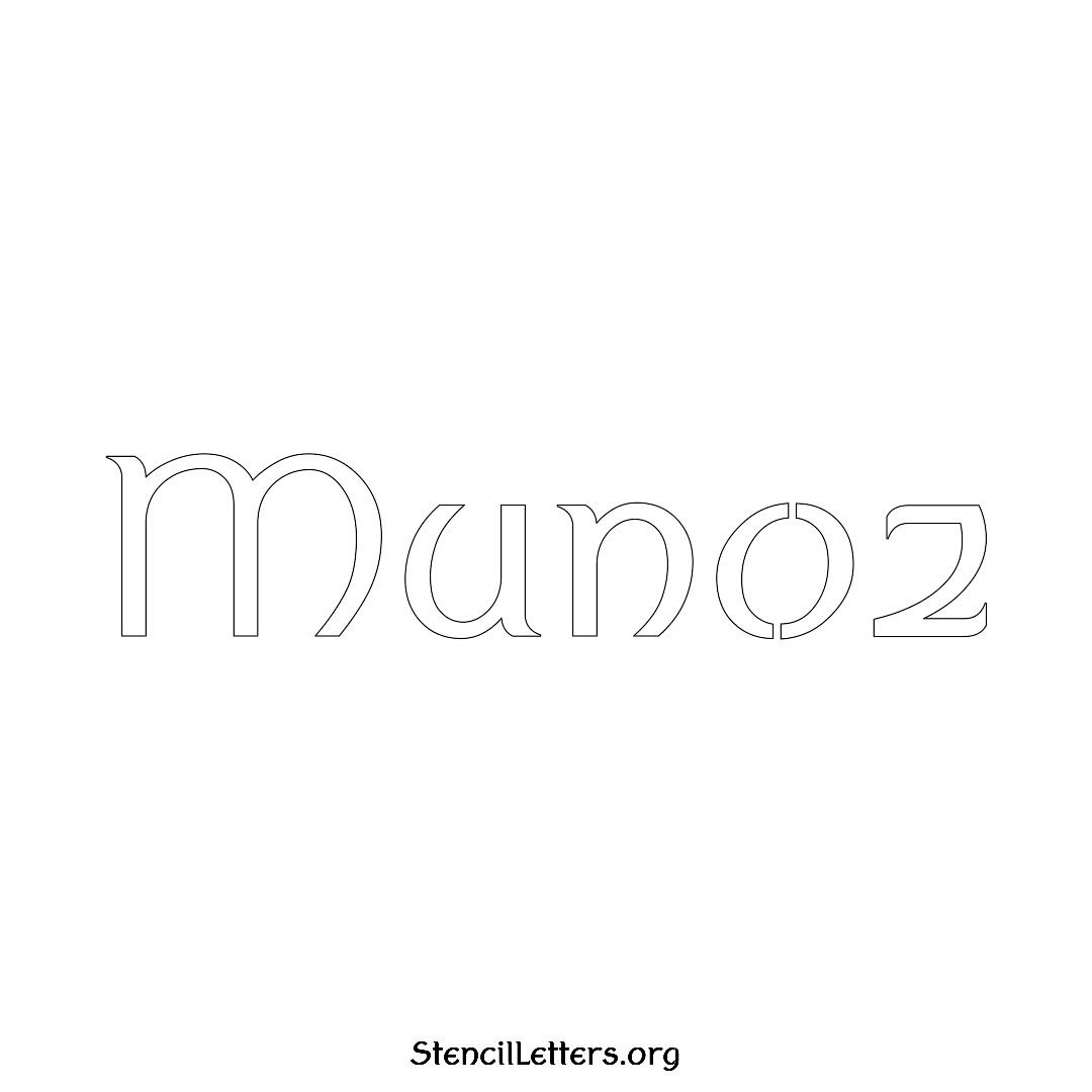 Munoz name stencil in Ancient Lettering