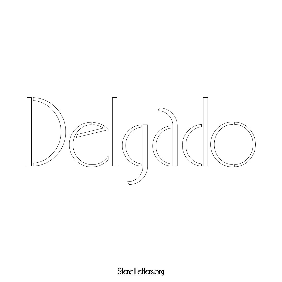 Delgado name stencil in Art Deco Lettering