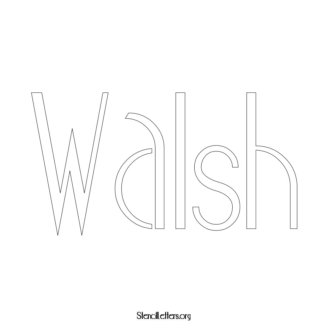 Walsh name stencil in Art Deco Lettering