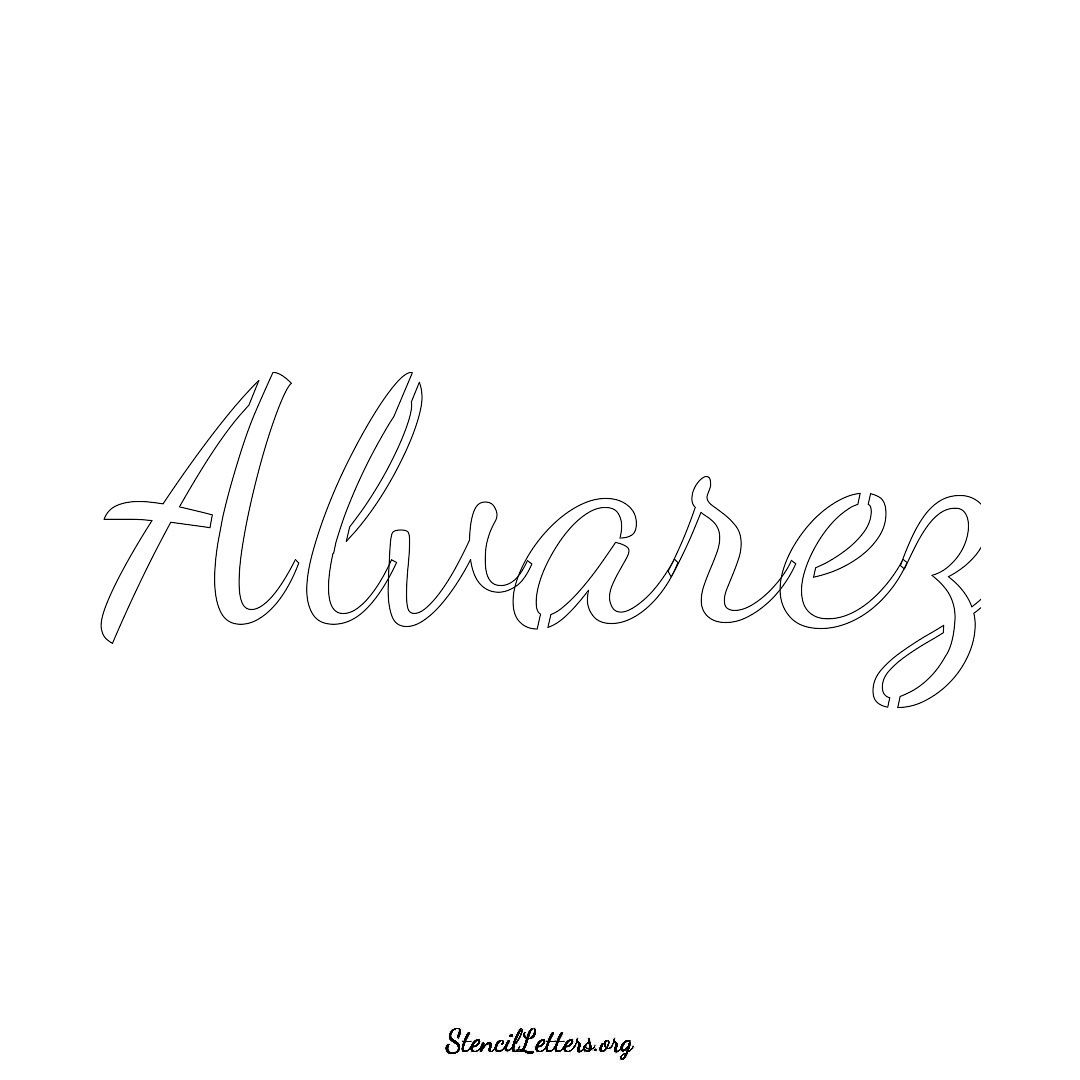 Alvarez name stencil in Cursive Script Lettering