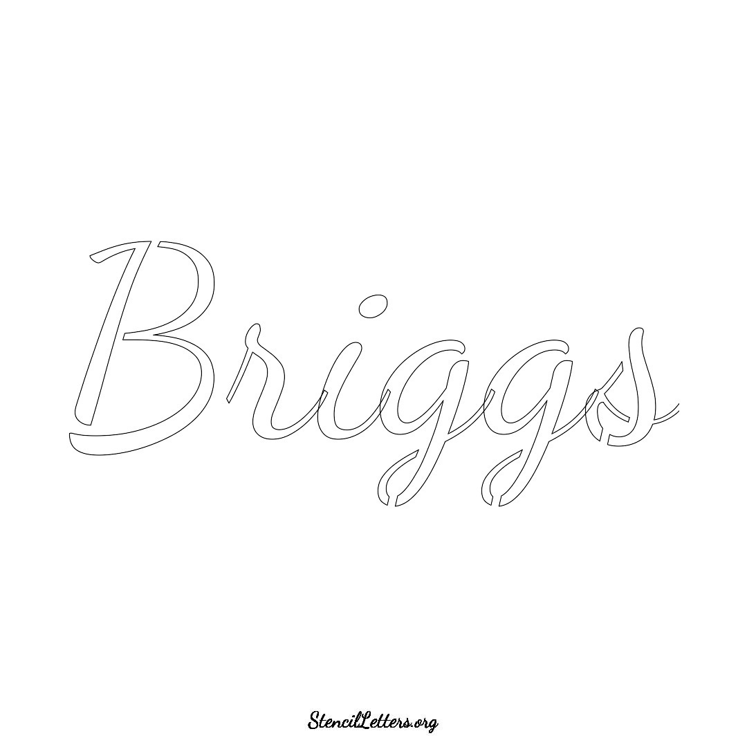 Briggs name stencil in Cursive Script Lettering