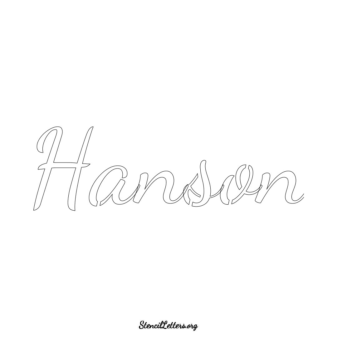 Hanson name stencil in Cursive Script Lettering