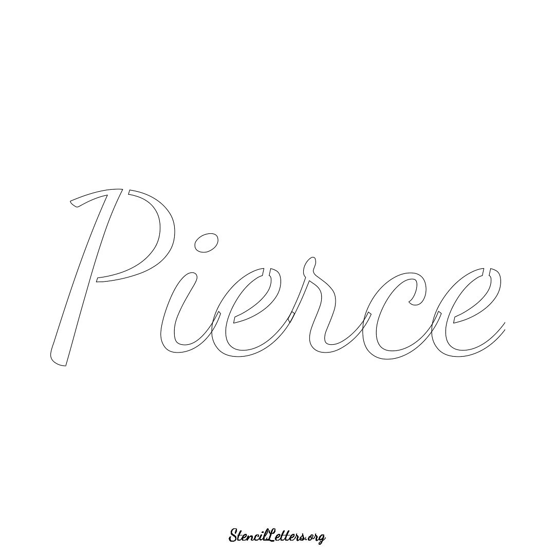 Pierce name stencil in Cursive Script Lettering