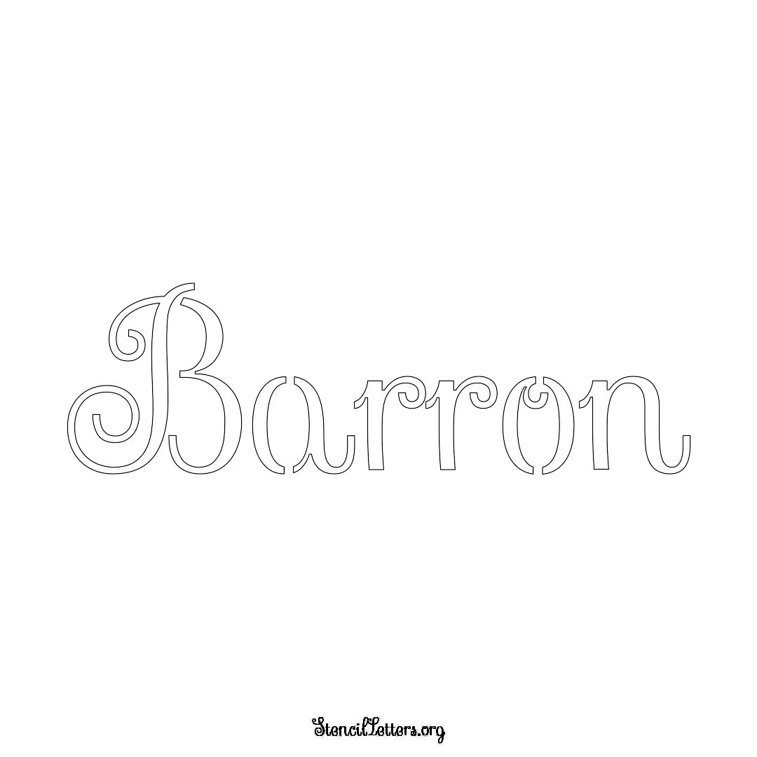 Barron name stencil in Ornamental Cursive Lettering