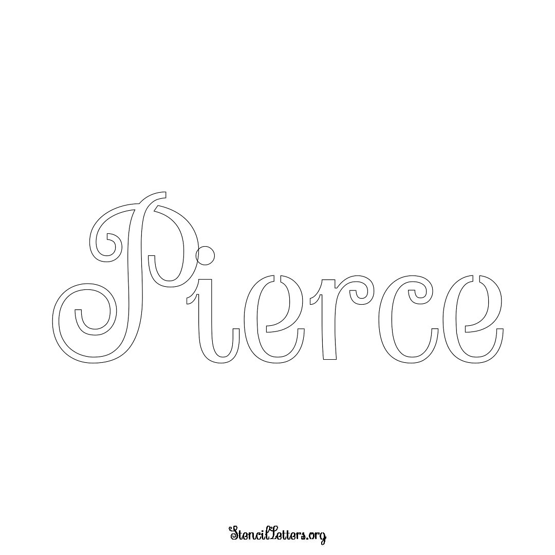 Pierce name stencil in Ornamental Cursive Lettering