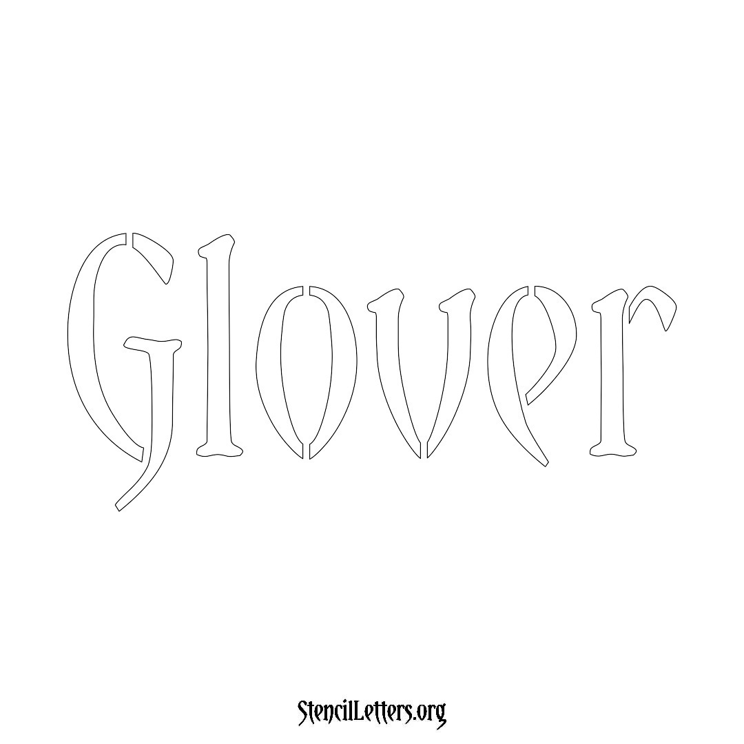 Glover name stencil in Vintage Brush Lettering