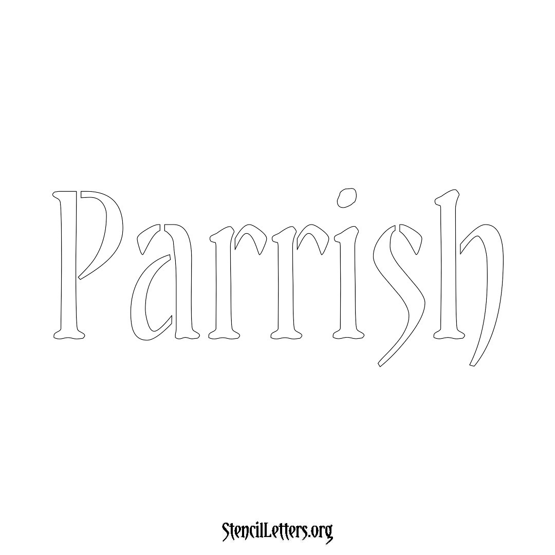 Parrish name stencil in Vintage Brush Lettering