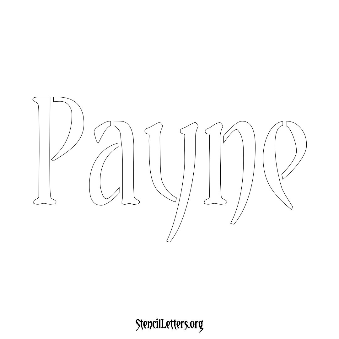 Payne name stencil in Vintage Brush Lettering