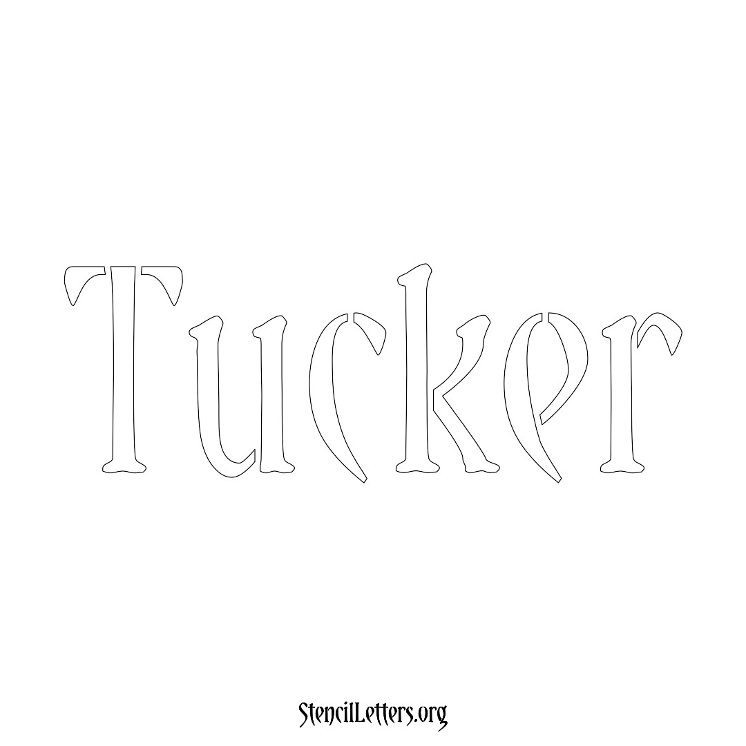Tucker name stencil in Vintage Brush Lettering