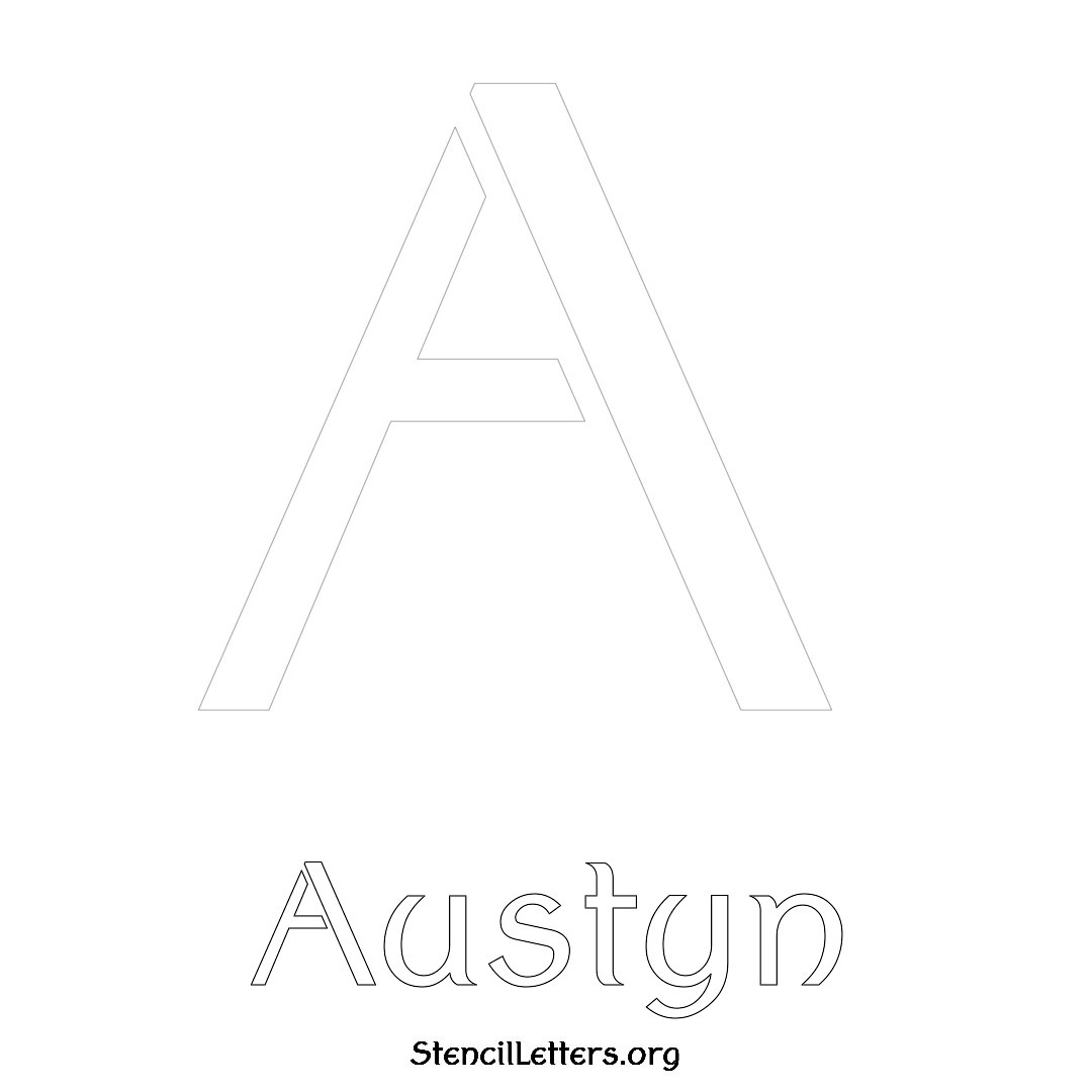 Austyn printable name initial stencil in Ancient Lettering