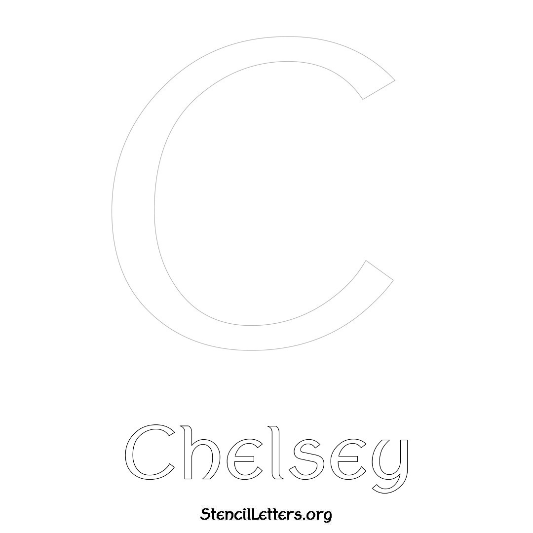 Chelsey printable name initial stencil in Ancient Lettering