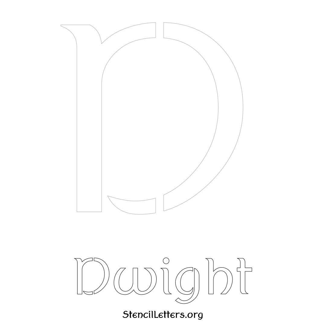 Dwight printable name initial stencil in Ancient Lettering