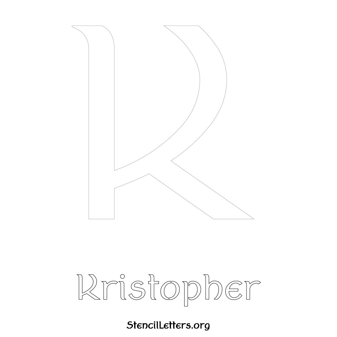 Kristopher printable name initial stencil in Ancient Lettering