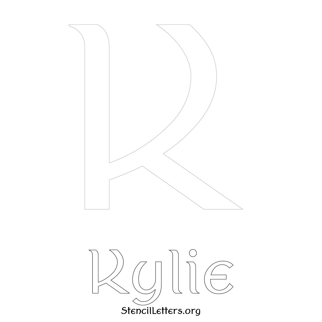 Kylie printable name initial stencil in Ancient Lettering