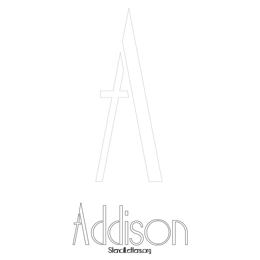 Addison printable name initial stencil in Art Deco Lettering