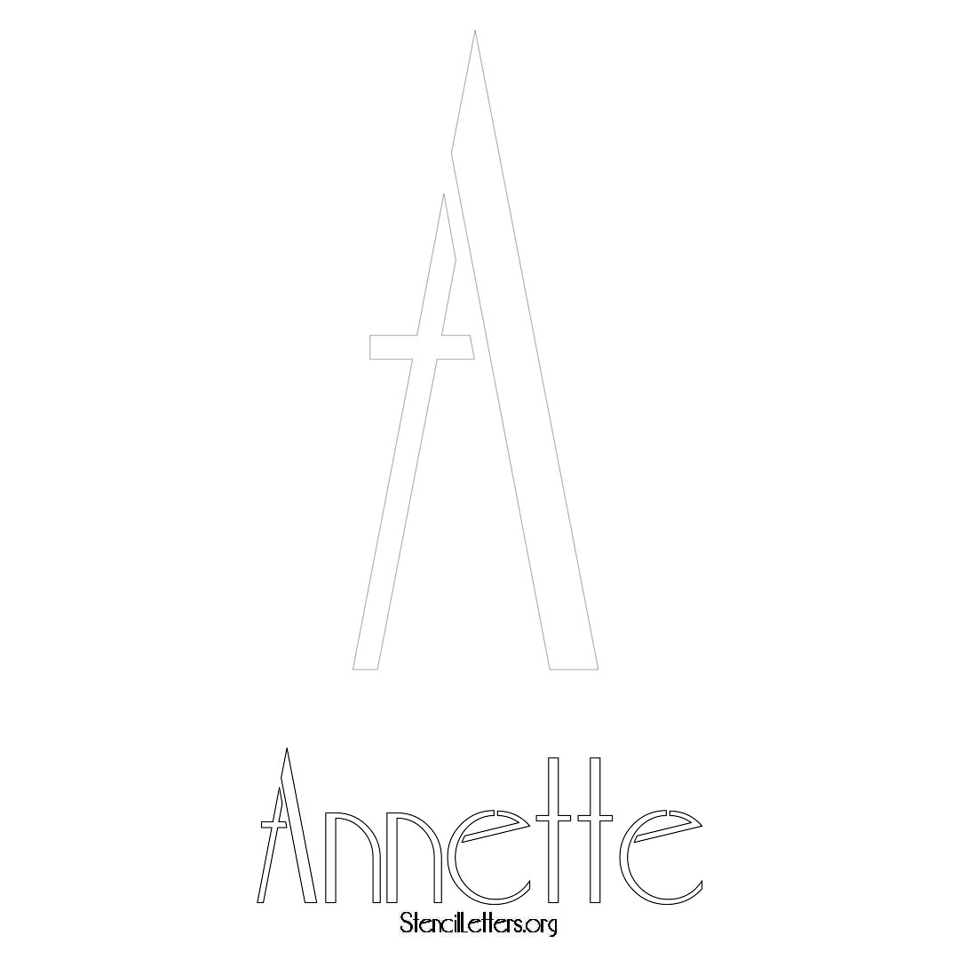 Annette printable name initial stencil in Art Deco Lettering