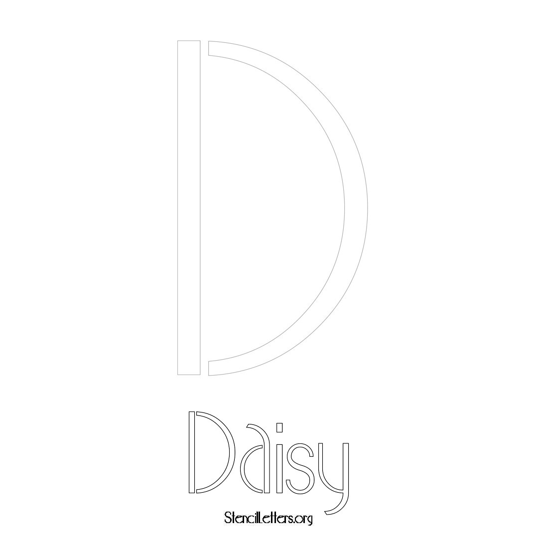 Daisy printable name initial stencil in Art Deco Lettering