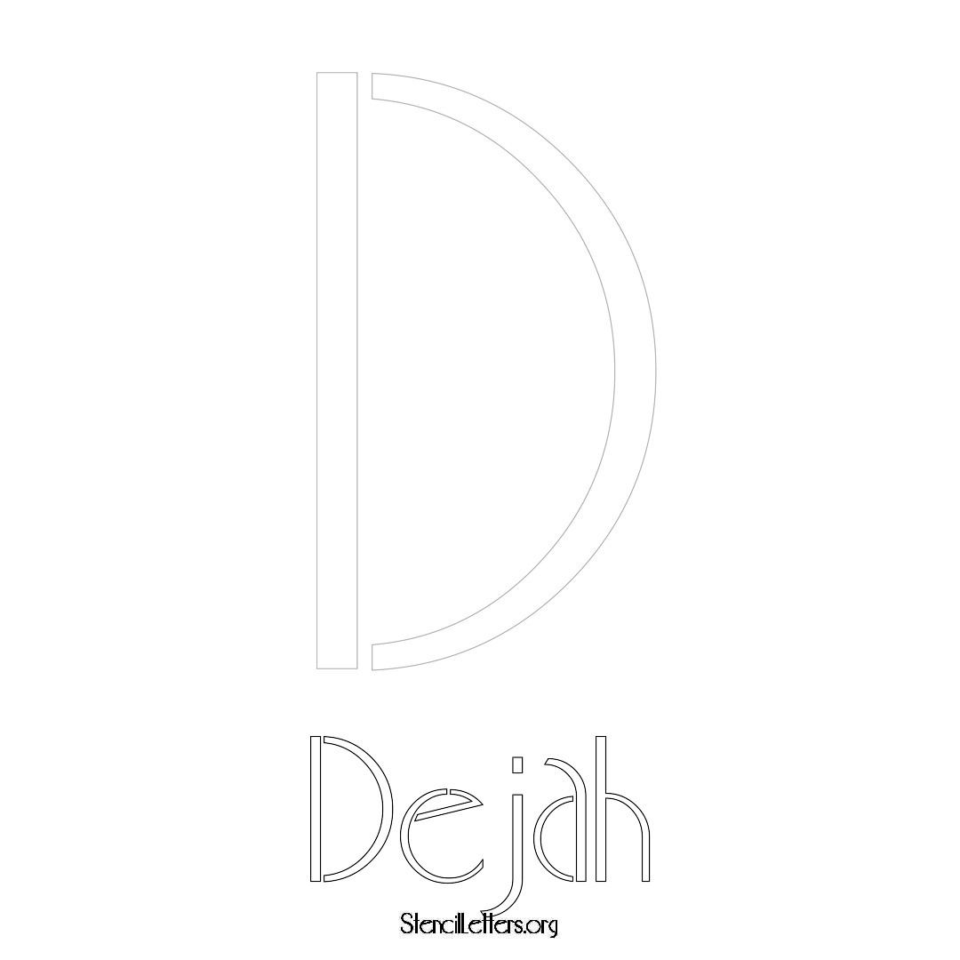 Dejah printable name initial stencil in Art Deco Lettering