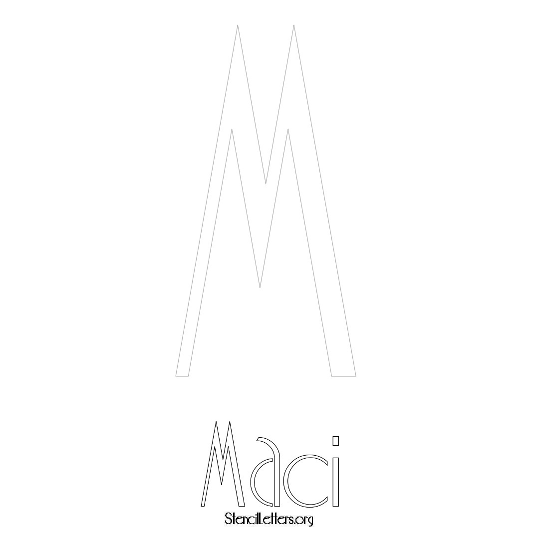 Maci printable name initial stencil in Art Deco Lettering