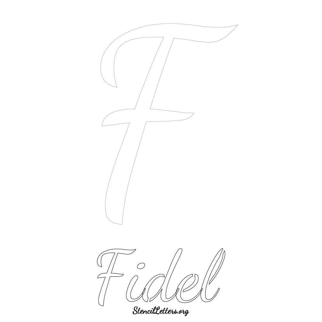 Fidel printable name initial stencil in Cursive Script Lettering