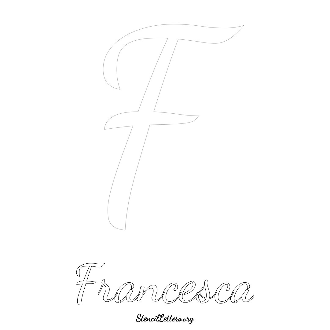 Francesca printable name initial stencil in Cursive Script Lettering