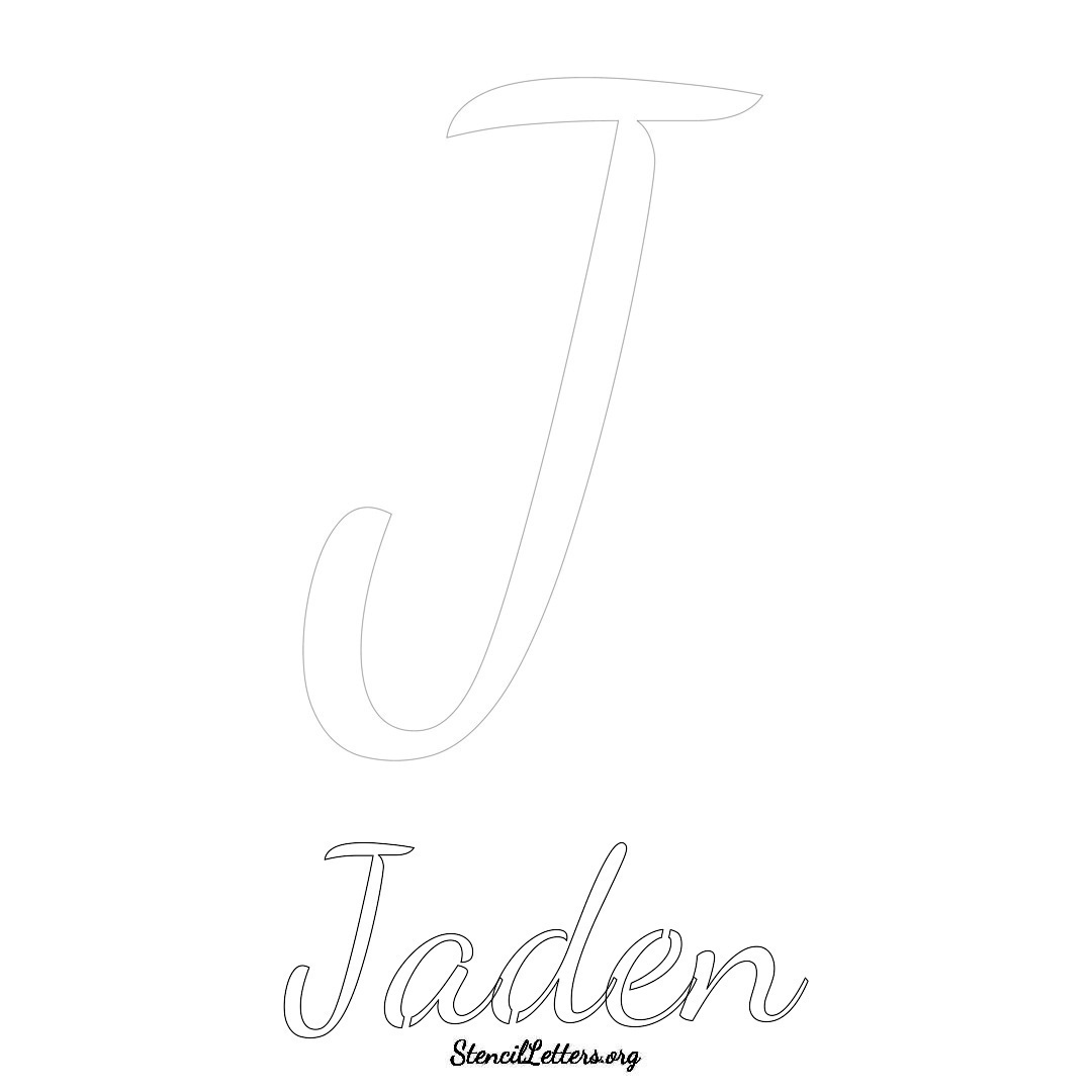 Jaden printable name initial stencil in Cursive Script Lettering