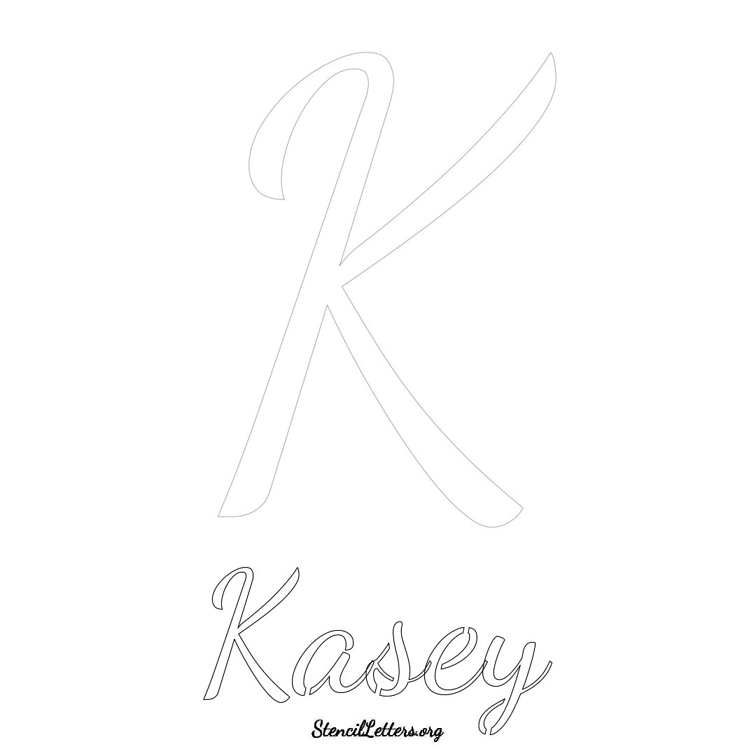 Kasey printable name initial stencil in Cursive Script Lettering