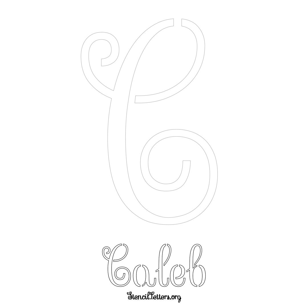 Caleb printable name initial stencil in Ornamental Cursive Lettering