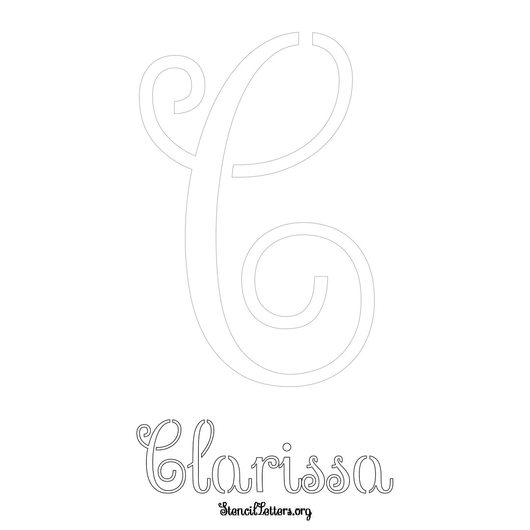 Clarissa printable name initial stencil in Ornamental Cursive Lettering