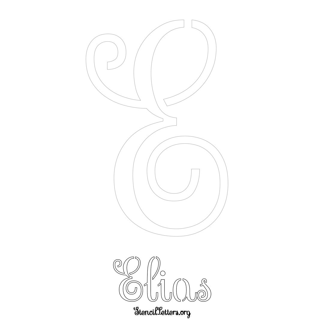 Elias printable name initial stencil in Ornamental Cursive Lettering