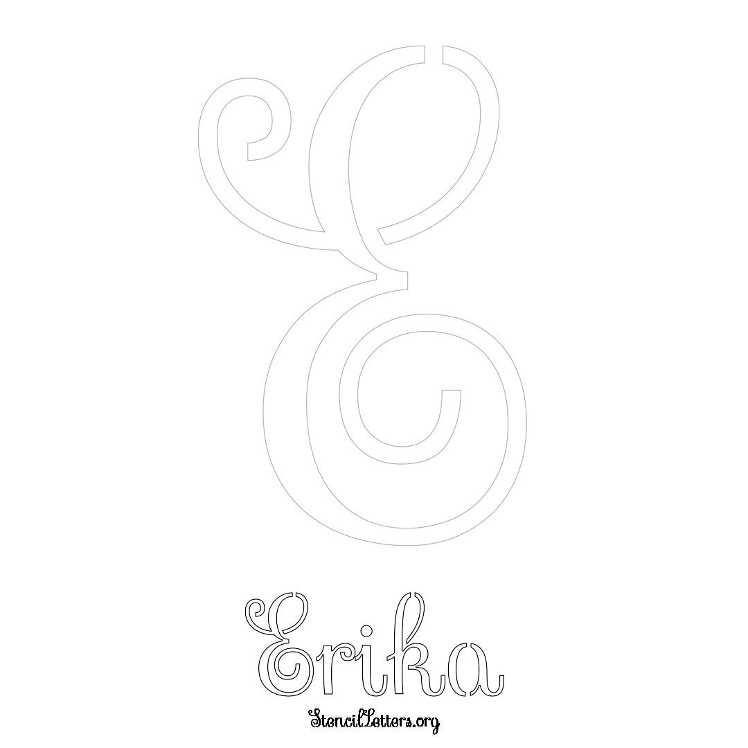 Erika printable name initial stencil in Ornamental Cursive Lettering