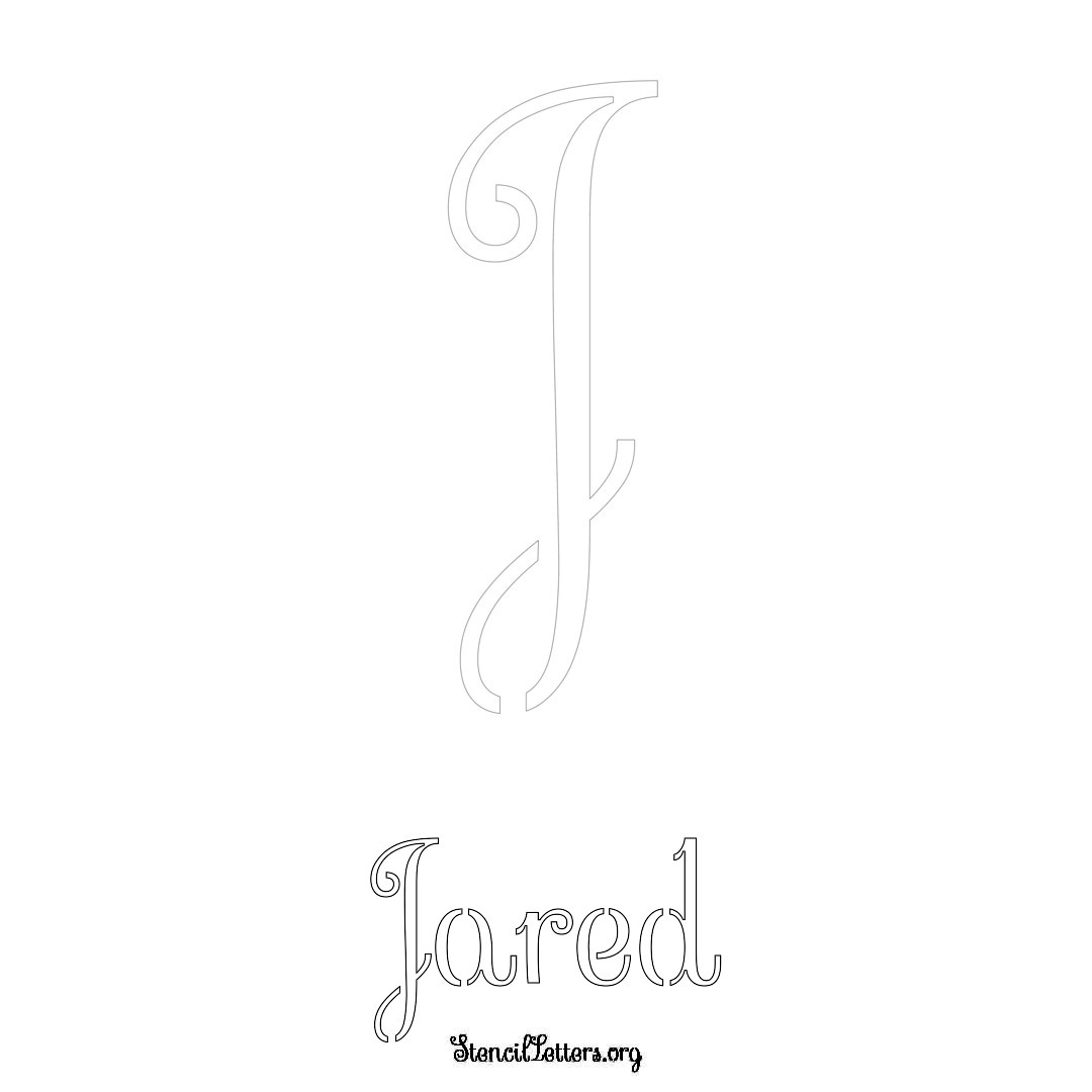 Jared printable name initial stencil in Ornamental Cursive Lettering