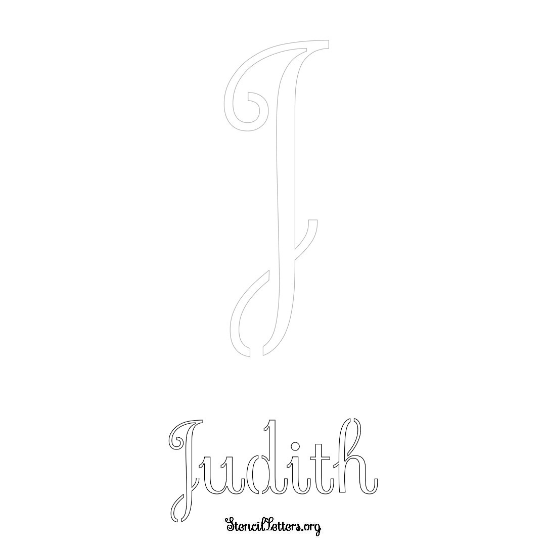 Judith printable name initial stencil in Ornamental Cursive Lettering