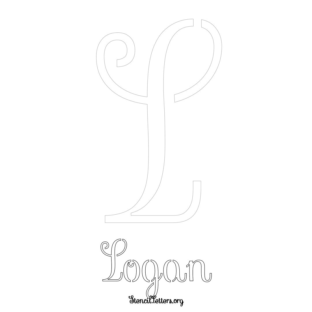Logan printable name initial stencil in Ornamental Cursive Lettering