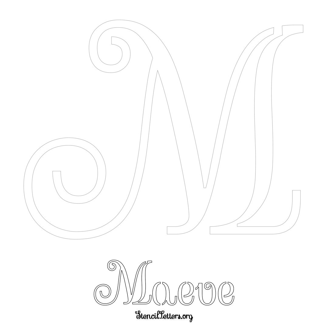 Maeve printable name initial stencil in Ornamental Cursive Lettering