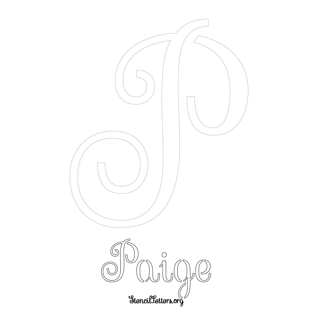 Paige printable name initial stencil in Ornamental Cursive Lettering