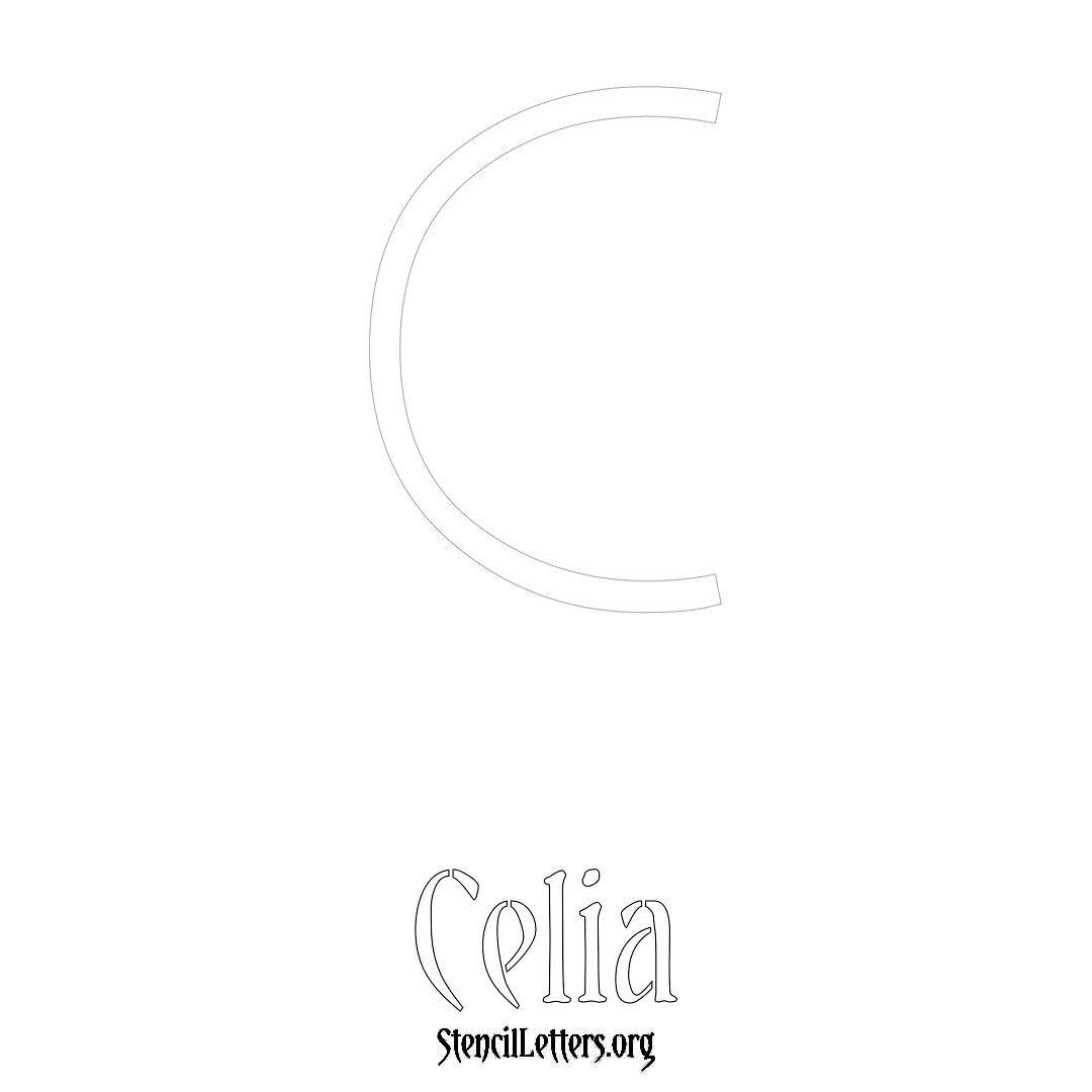 Celia printable name initial stencil in Simple Elegant Lettering