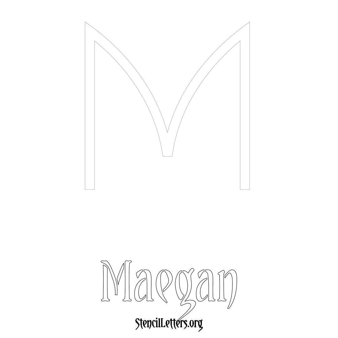 Maegan printable name initial stencil in Simple Elegant Lettering