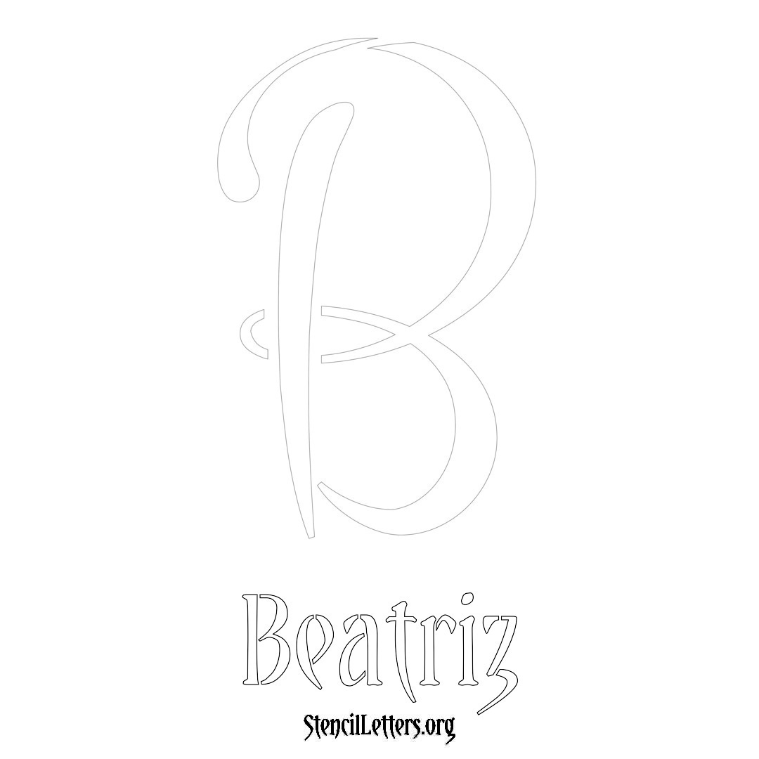 Beatriz printable name initial stencil in Vintage Brush Lettering