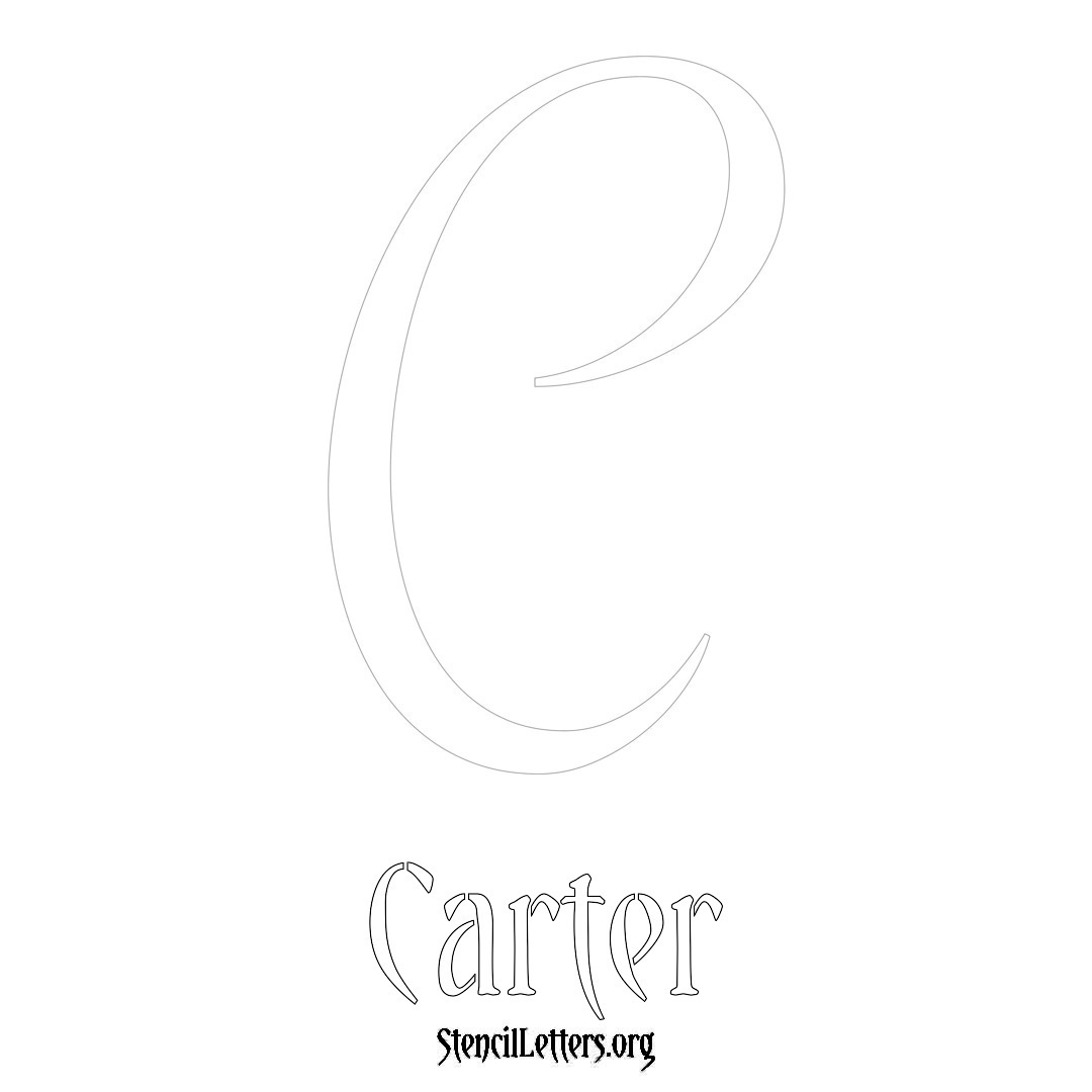 Carter printable name initial stencil in Vintage Brush Lettering