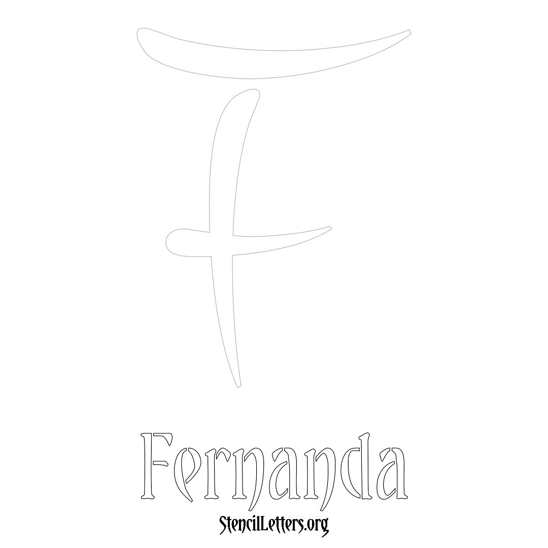 Fernanda printable name initial stencil in Vintage Brush Lettering