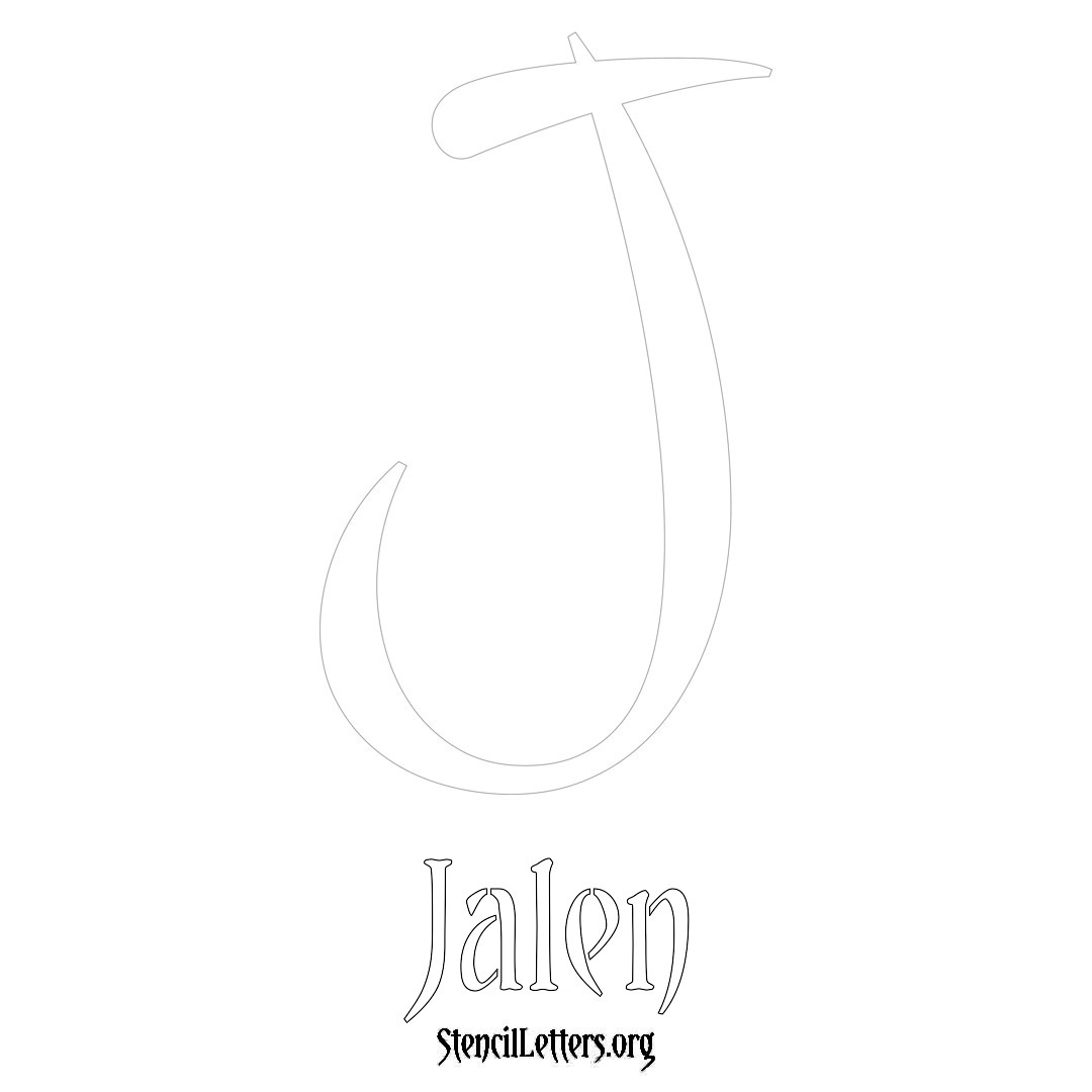 Jalen printable name initial stencil in Vintage Brush Lettering