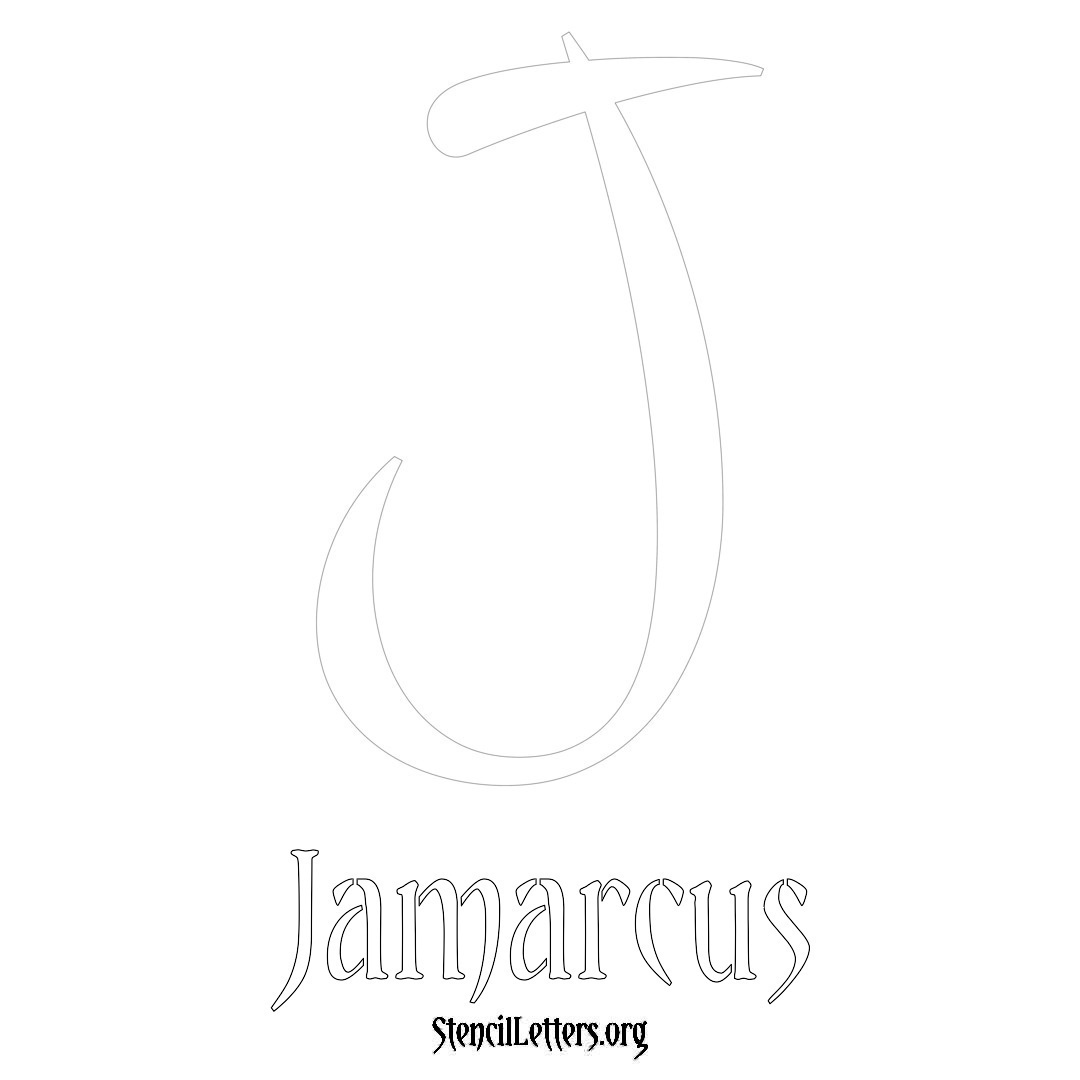 Jamarcus printable name initial stencil in Vintage Brush Lettering