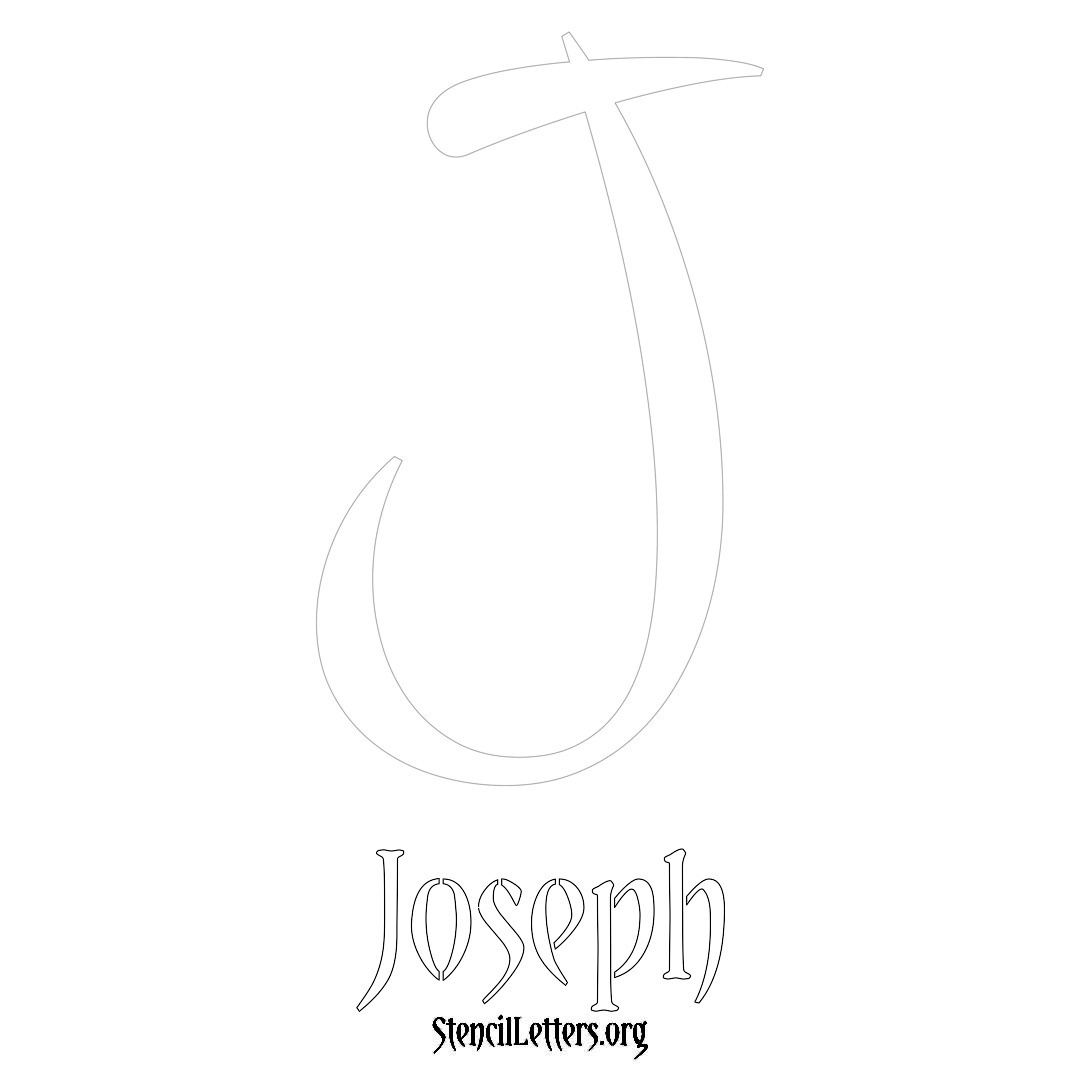 Joseph printable name initial stencil in Vintage Brush Lettering