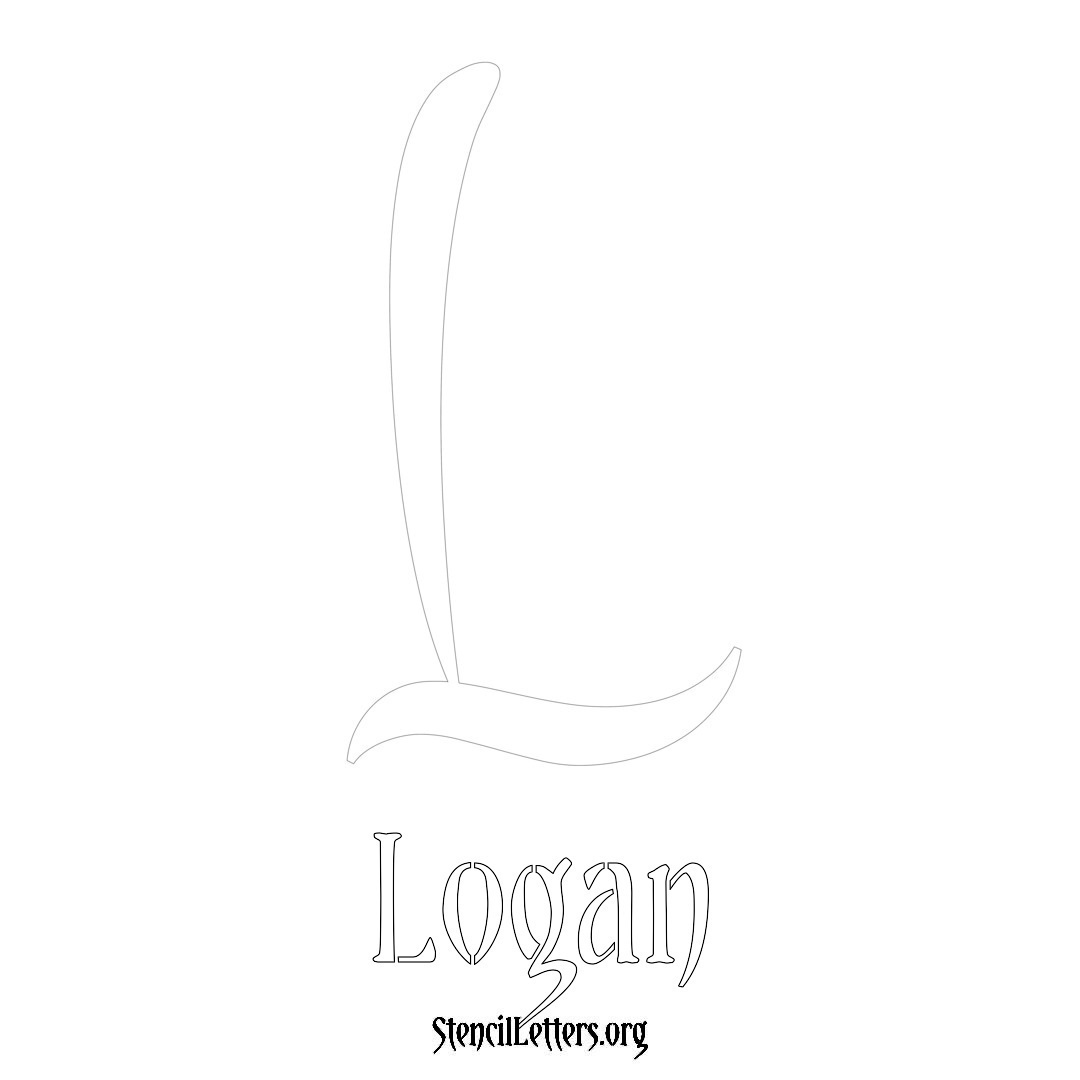 Logan printable name initial stencil in Vintage Brush Lettering